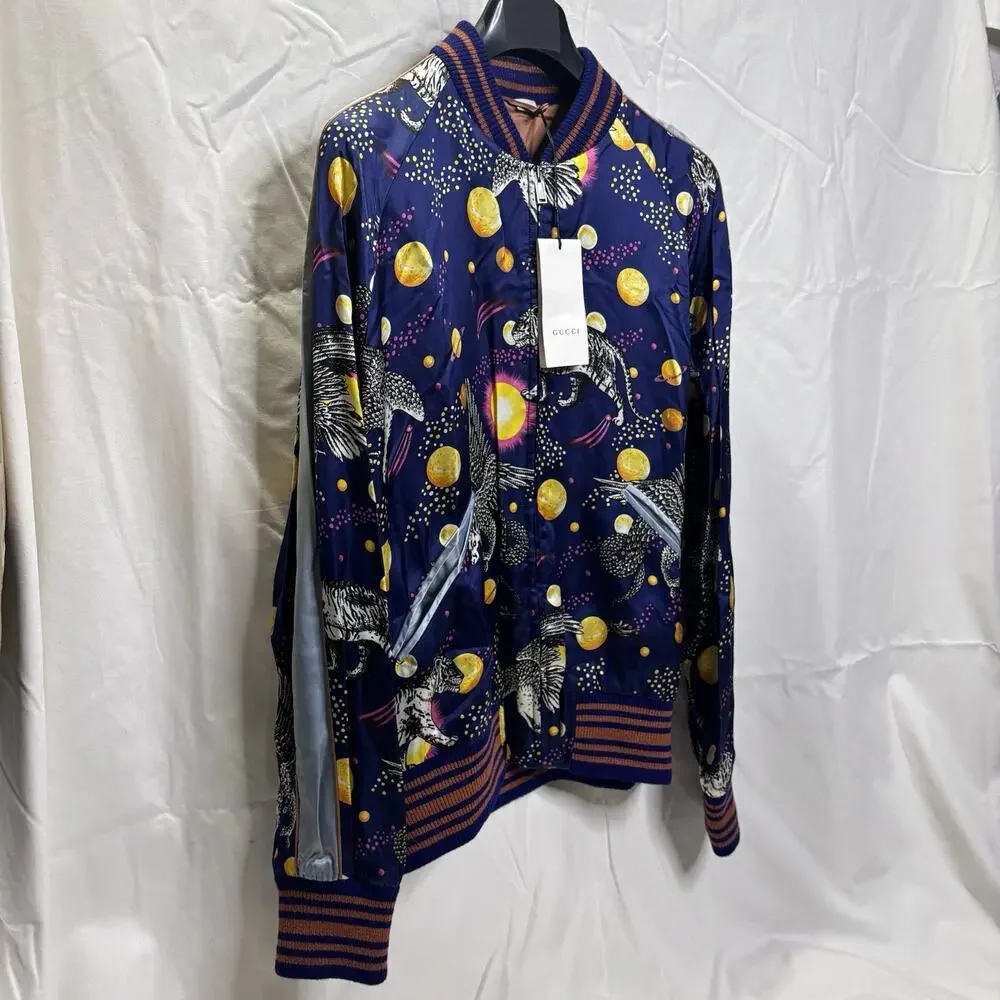 GUCCI Space Animals Alessandro Michele Bomber Jacket Blue Sz 50